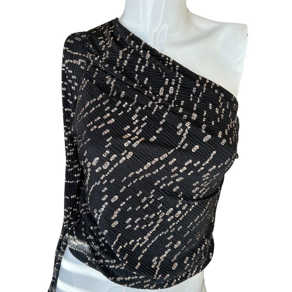 Iro Paris Off the Shoulder Top Black Gold The Young & The Restless Chloe 32 XXS